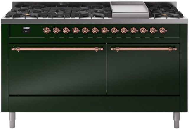 Ilve® Nostalgie II Series 60" Emerald Green Pro Style Dual Fuel Range-0