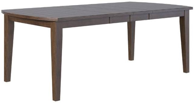 Country View Woodworking Customizable Bakersfield Red Oak Top 42" Dining Table with 4-Leaves and Brown Maple Base-0