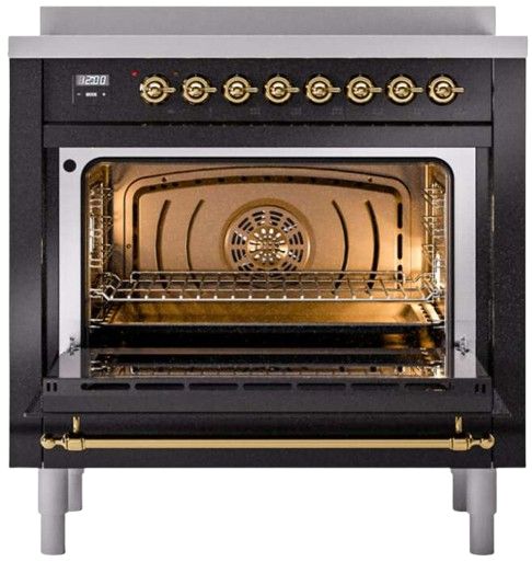 Ilve® Nostalgie II Series 36" Glossy Black Pro Style Induction Range-1
