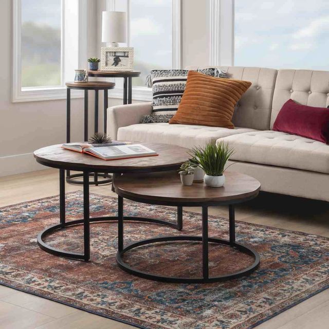 Powell® Wynter Brown Nesting Coffee Table with Black Frame-1