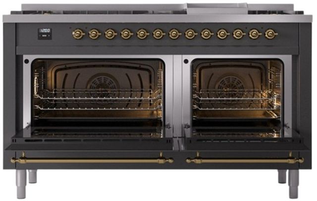 Ilve® Nostalgie II Series 60" Graphite Matte Pro Style Dual Fuel Range-1