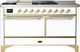 Ilve® Majestic III 60'' White Pro Style Dual Fuel Liquid Propane Range with Solid Door and Brass Trim-0