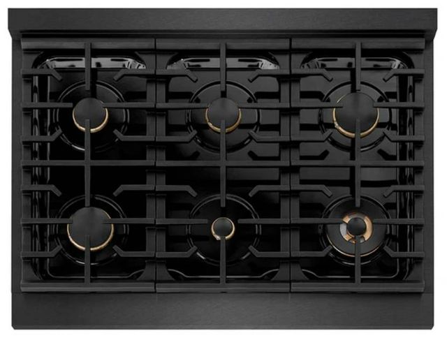 ZLINE Autograph Edition Paramount 36" Black Satin Stainless Steel/Champagne Bronze Gas Range with 6 Burner Cooktop and Convection Gas Oven-3