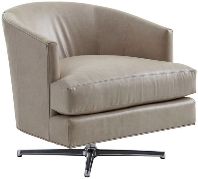 Lexington Home Customizable Graves Leather Swivel Chair with Polished Chrome Base-0
