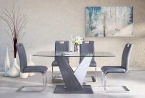 Mazin Furniture Baxter Gray/White Glass Top Dining Table-3