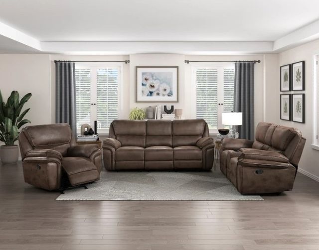 Homelegance® Proctor Brown Manual Double Reclining Console Loveseat-1