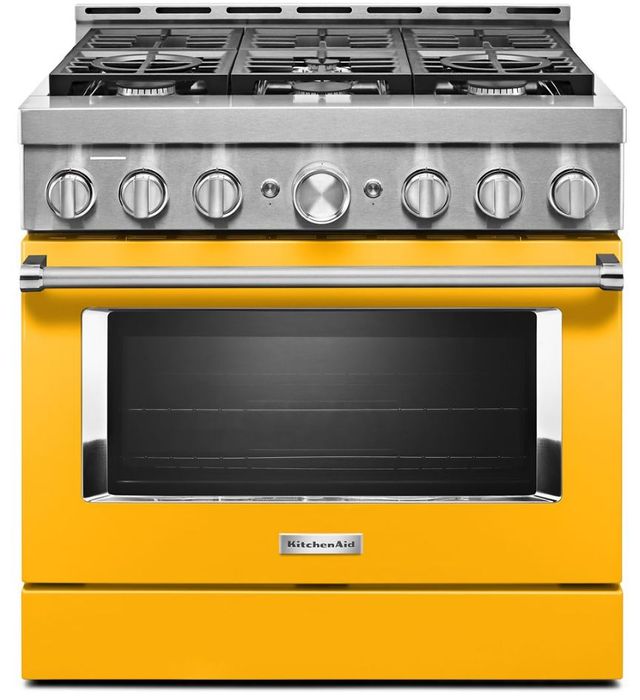 KitchenAid® 36" Yellow Pepper Smart Pro Style Gas Range