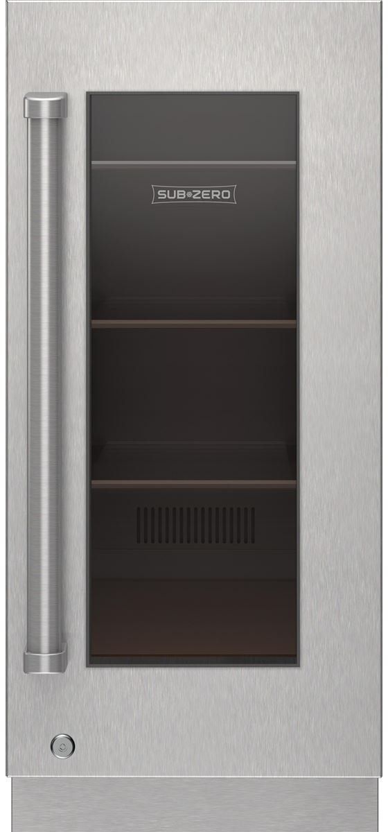 Sub-Zero® 15" Stainless Steel Right Hinge Undercounter Wine Storage Glass Door Panel Kit with Lock and Professional Handle-0