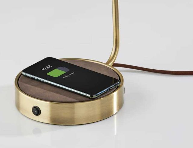 Adesso® Brooks Antique Brass Charge Desk Lamp-1