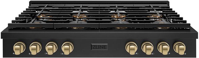ZLINE Paramount 48" Black Stainless Steel Gas Rangetop with Champagne Bronze Accents-0