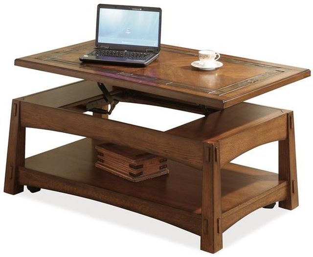 Riverside Furniture Craftsman Home Americana Oak Brown Lift-Top Coffee Table-2