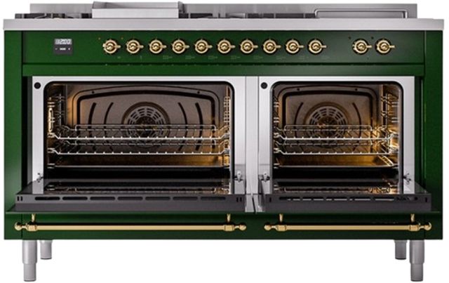 Ilve® Nostalgie II Series 60" Emerald Green Pro Style Dual Fuel Range-1