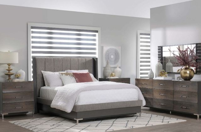 Country View Woodworking American Modern King Vertical Headboard Panel Upholstered Bed-3