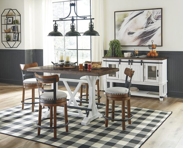 Signature Design by Ashley® Valebeck Brown Counter Height Dining Table with White Base-9