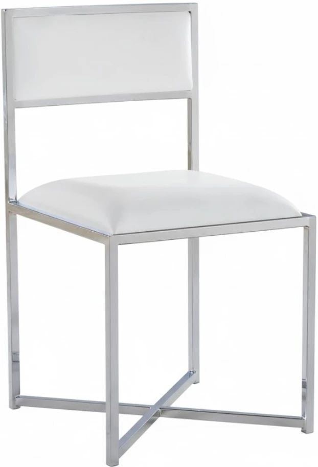 Modus Furniture Amalfi Chrome/White X-Base Dining Side Chair-0