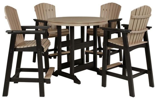 Fairen Trail 5 Piece Outdoor Bar Set - Black/Driftwood