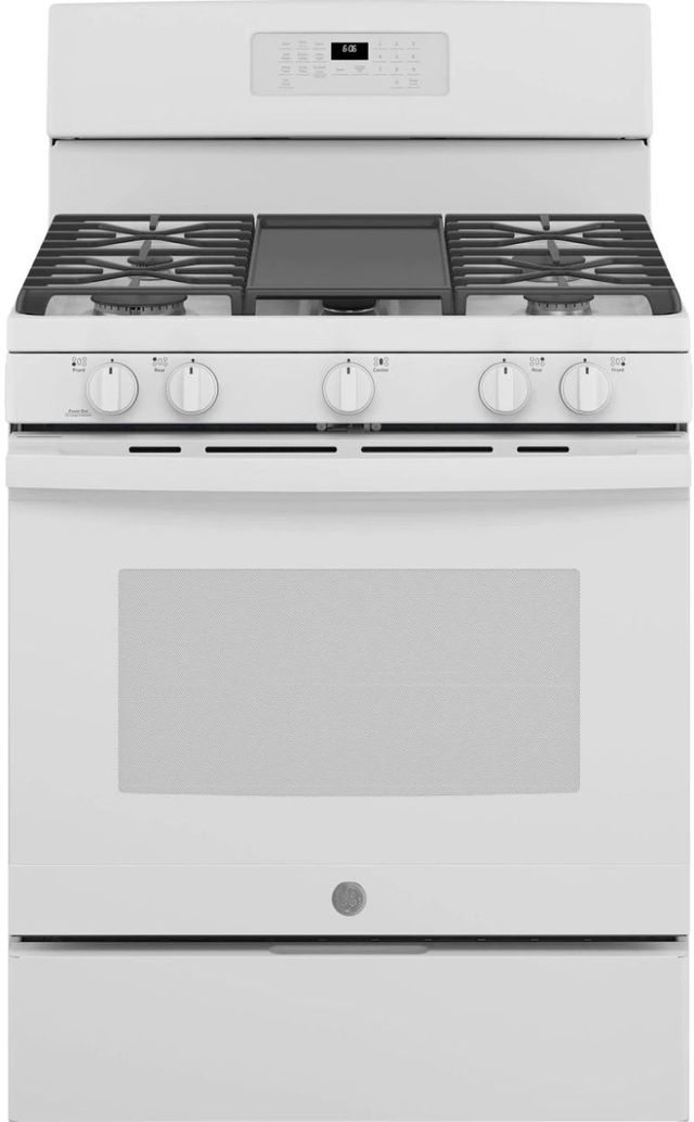 GE® 30" White Free Standing Natural Gas Range