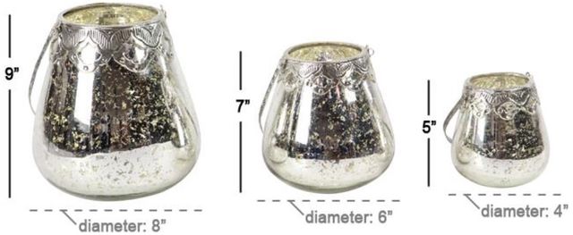 Deco Marche 3-Piece Silver Candle Lantern Set-2