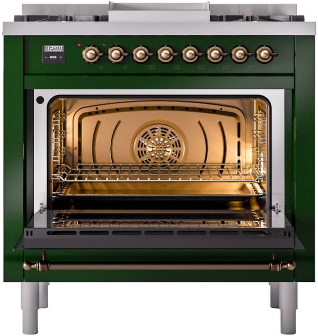Ilve® Nostalgie II Series 36" Emerald Green Pro Style Dual Fuel Range-2
