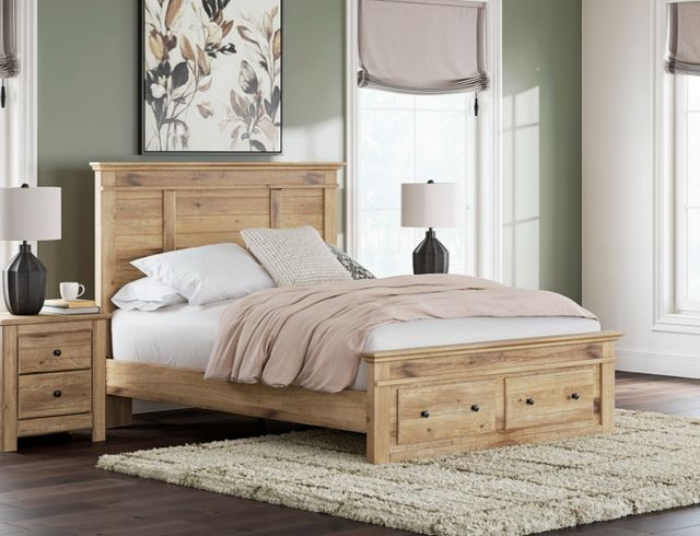 Signature Design by Ashley® Fenderport Tan 68" Queen Panel Storage Bed-1