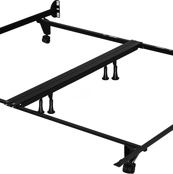 Beaudoin Black California King Traditional Nuts and Bolts Bed Frame with Casters and Glides-1