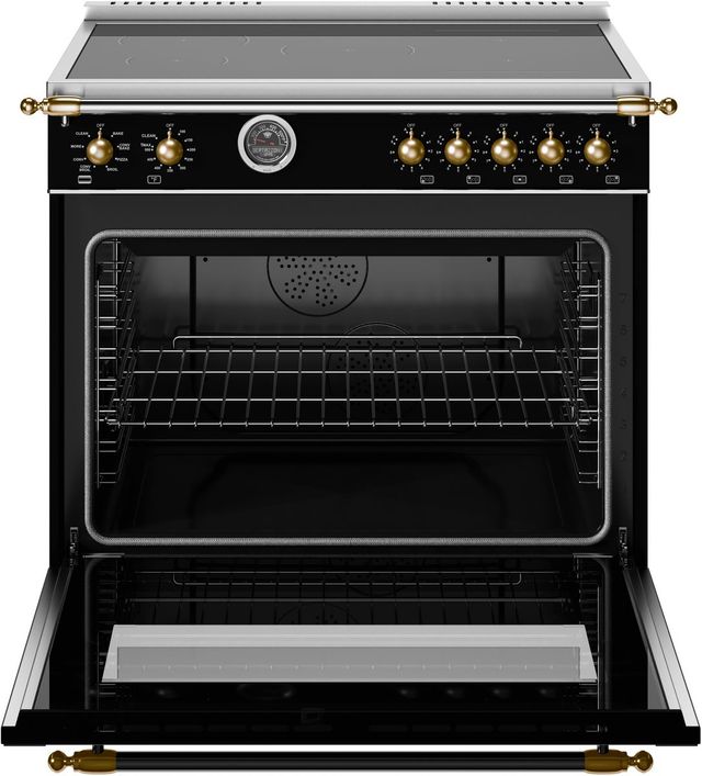 Bertazzoni Heritage Series 36" Fingerprint Resistant Nero Matt Pro Style Induction Range with Gold Accents-1