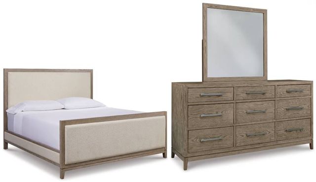 Signature Design by Ashley® Chrestner 3-Piece Gray California King Upholstered Panel Bed Set-0