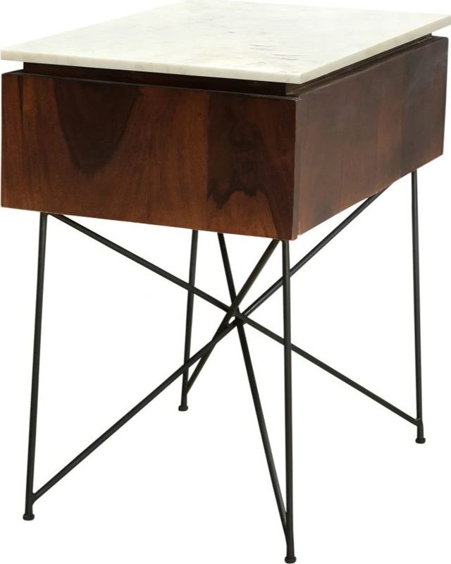 Moe's Home Collection Dominic Brown Nightstand with White Marble Top-0
