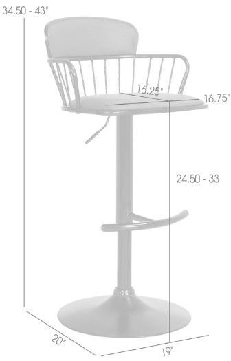 Armen Living Nash Black/Gray Adjustable Height Stool-2