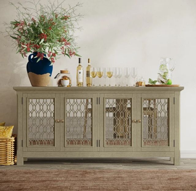 Jofran Inc. Isabella Champagne 69" Mirrored Accent Cabinet-1