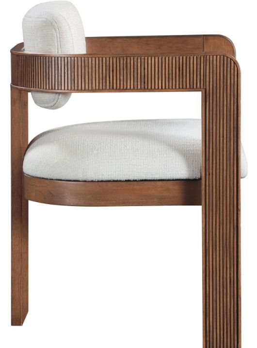 Meridian Furniture Sacha Cream/Walnut Linen Textured Upholstered Dining Chair-2