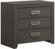 Elements International Sasha Grey 3-Drawer Nightstand with USB-0