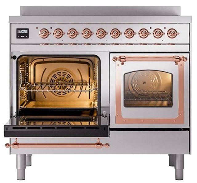 Ilve® Nostalgie II Noblesse 40'' Stainless Steel Pro Style Induction Range with Copper Trim-3