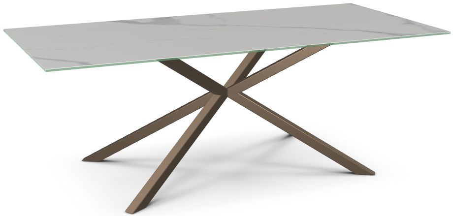 Amisco Customizable Asterisk Porcelain Rectangular Table with Starburst Stand