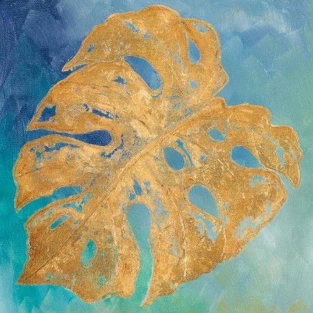 Classy Art Teal Gold Leaf Palm II by Patricia Pinto Wall Art-0