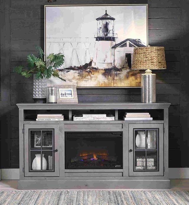 Aspenhome® Churchill Smokey Grey Highboy Fireplace Console-1