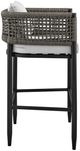Armen Living Alegria 2-Piece Black/Gray Aluminum/Rope Outdoor Barstool Set-3