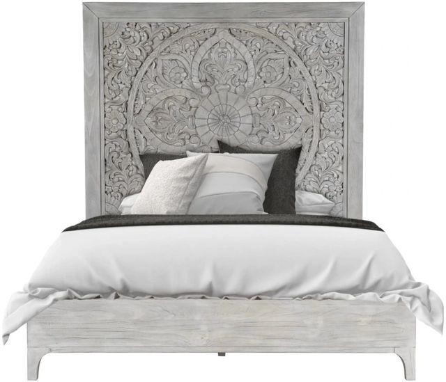 Modus Furniture Boho Chic Washed White California King Carved Platform Bed-2