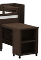 Elements International Cali Kids Brown Twin Loft Bed with Staircase, Roller Desk, Open Shelf Unit, and Two Drawer Unit-2