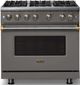 Viking® 5 Series 36" Damascus Gray Pro Style Gas (LP) Range with Brushed Brass Trim-3