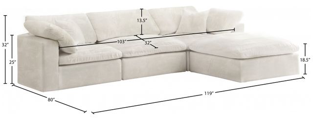 Meridian Furniture Cozy 4-Piece Cream 119" Modular Sectional-2