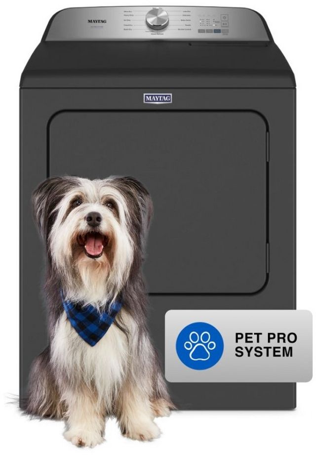Maytag® Pet Pro System 7.0 Cu. Ft. Volcano Black Front Load Electric Dryer -1