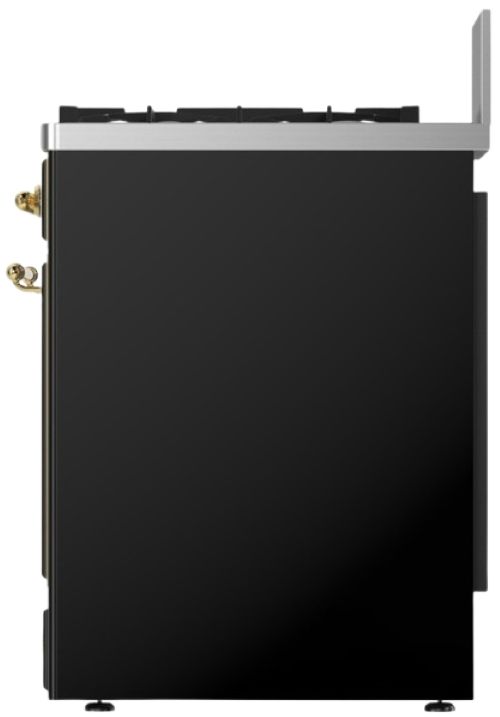 Ilve® Majestic III 30" Glossy Black Pro Style Dual Fuel Liquid Propane Range with 5 Black Brass Burners and Brass Trim-3
