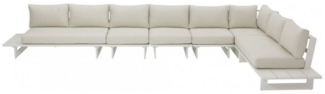 Meridian Furniture Maldives 3-Piece Cream/White Aluminum/Fabric 102" Outdoor Modular Sectional-1
