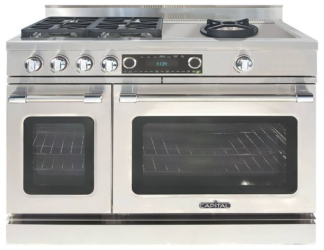 Capital Cooking™ Grand Chef 48" Stainless Steel Sealed Burner Pro Style Dual Fuel Range with Sealed Power Wok-0