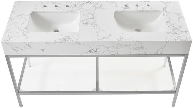 Meridian Furniture Marmo White/Brushed Chrome 60" Bathroom Vanity-3