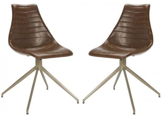 Safavieh Lynette 2-Piece Brass/Light Brown Dining Side Chair Set-0