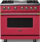 Viking® 5 Series 36" Valentine Pro Style Dual Fuel (NG) Range with Brushed Brass Trim-0