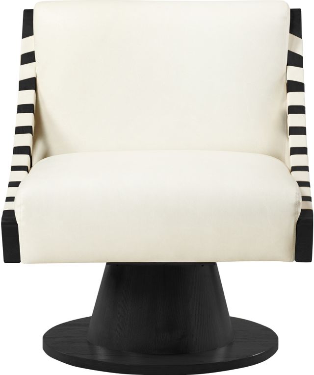 Meridian Furniture Millwin Cream/Black Vegan Leather Swivel Accent Chair-1