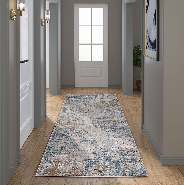 Olliix by Madison Park Newport Cream/Blue Runner Abstract Area Rug-2